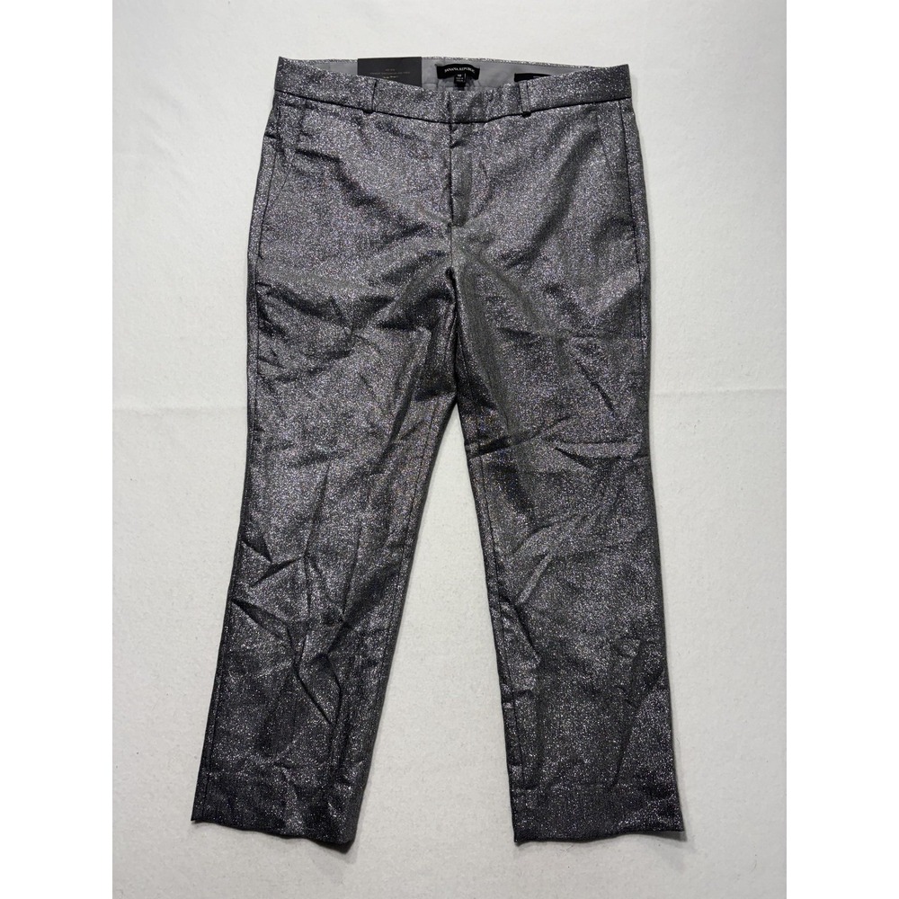 Banana Republic Pants Womens 12 Silver Avery Straight Leg Ankle Glitter Party